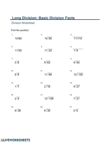 MA2-Monday (Long Division Basic Division Facts)