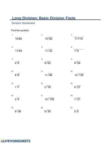 MA2-Monday (Long Division Basic Division Facts)