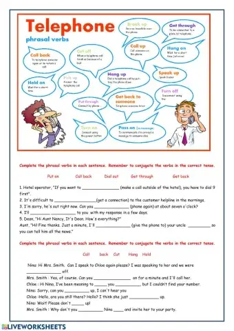 Phrasal Verbs talking on the phone