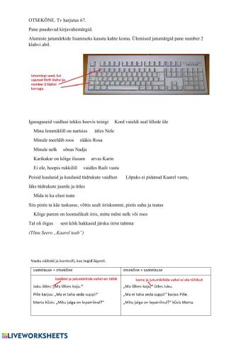 Otsekõne kirjavahemärgid. Tv harjutus 67. (Bobõlski, Puksand)