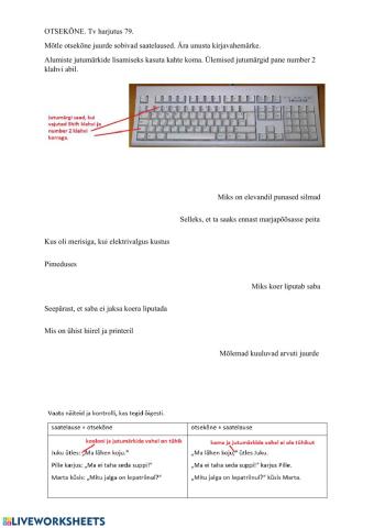 Otsekõne saatelaused ja kirjavahemärgid. Tv harjutus 79. (Bobõlski, Puksand)