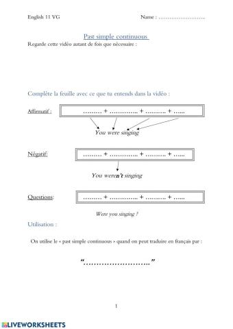 Exercise past simple continuous