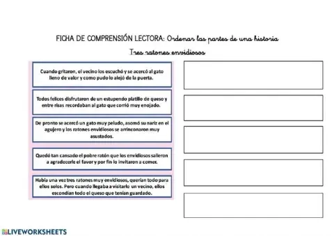 Lectura comprensiva: ordenar partes de una historia