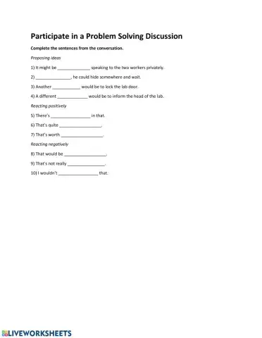 Participating in a Problem Solving Discussion 