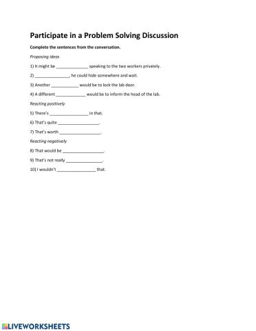 Participating in a Problem Solving Discussion 