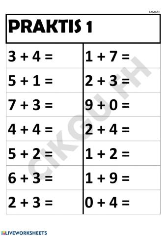 Operasi tambah asas 1