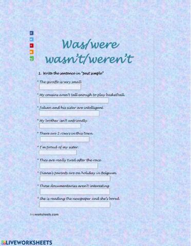 Verb To Be - Past Tense