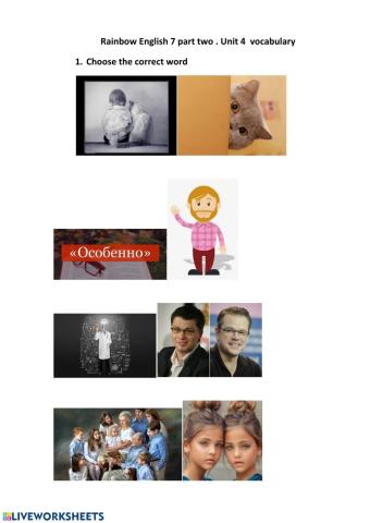 Rainbow English 7 Unit 4 vocabulary