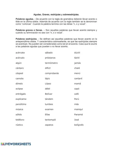 Agudas, graves y esdrújulas