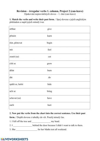 Irregular past forms - Project 2- can-leave