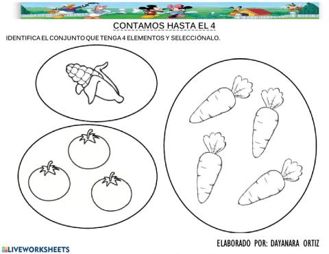 Noción de cantidad del número 4