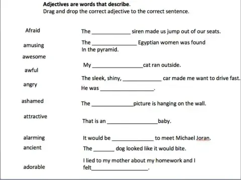 Adjective Match Grade 3