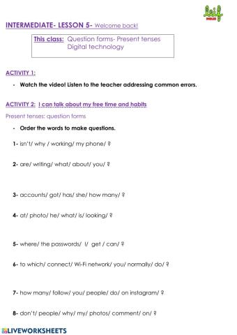 Intermediate lesson 5