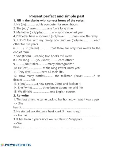 Present perfect - simple past