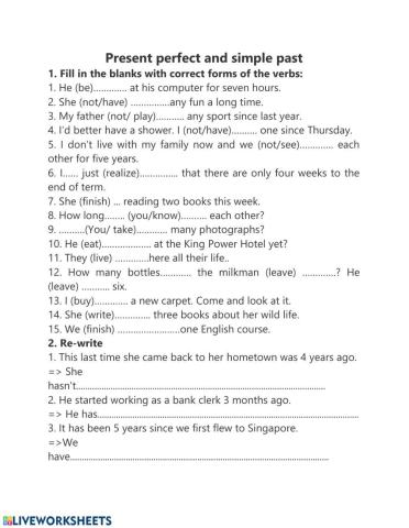 Present perfect - simple past