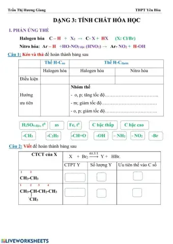 Ôn tập hidrocacbon: Tính chất hóa học