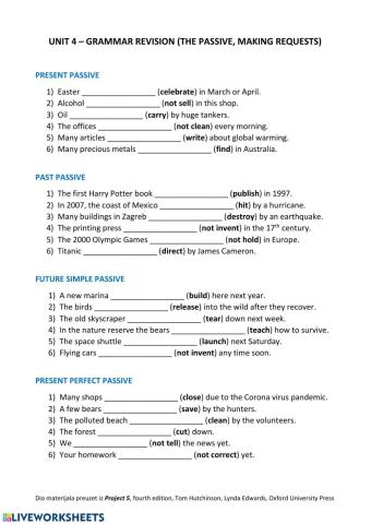 Passive voice - different tenses