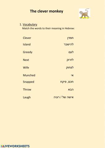 The clever monkey (past simple)