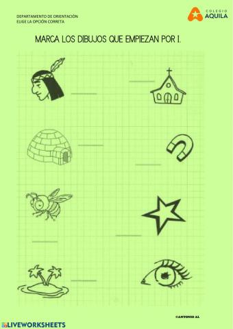 Pincha en los dibujos que empiezan por I