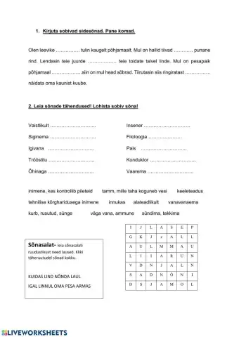 Sidesõnad (3.klass)