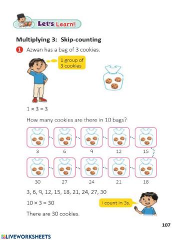 Chapter 5: Multiplication Tables of 1, 2 and 3