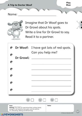 A Trip to Doctor Woof Writing Activity