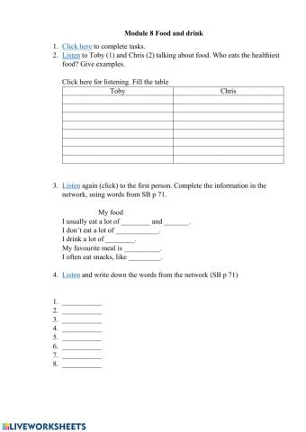 Food and drink (Choices El. Food and Drink)