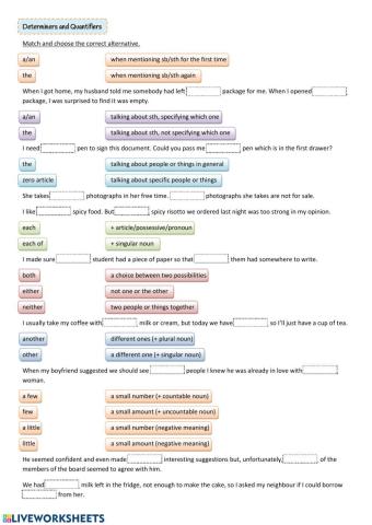 Determiners and Quantifiers