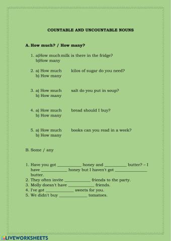 Countable and uncountable nouns