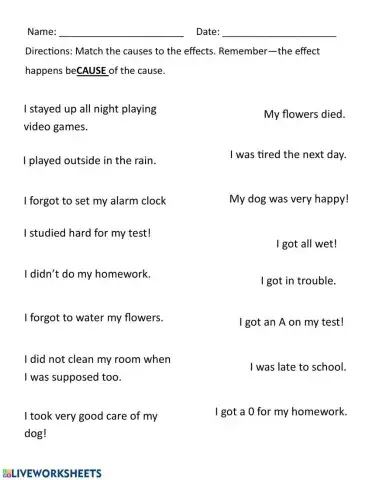 Match Cause and Effect