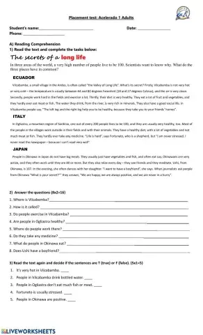 Placement test Adults Acel 1