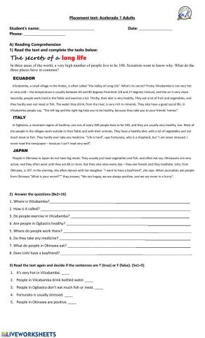 Placement test Adults Acel 1