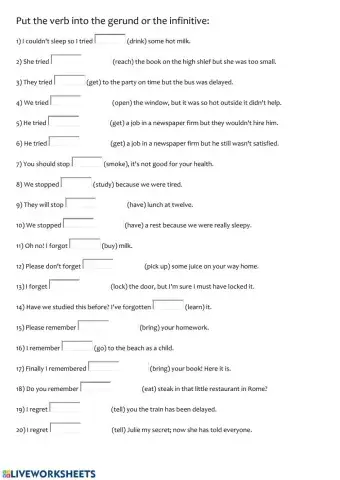 Differences in meaning between the to-infinitive and –ing form