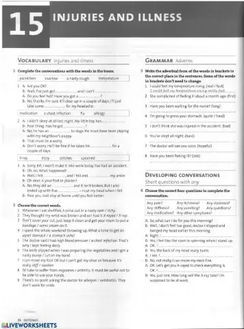 Injuries and illness