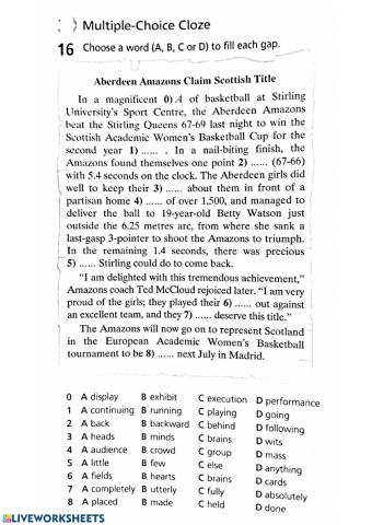 Multiple Choice Cloze