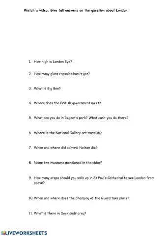 London atractions Video