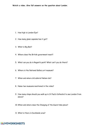 London atractions Video