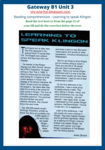 Reading comprehension - Learning to speak Klingon