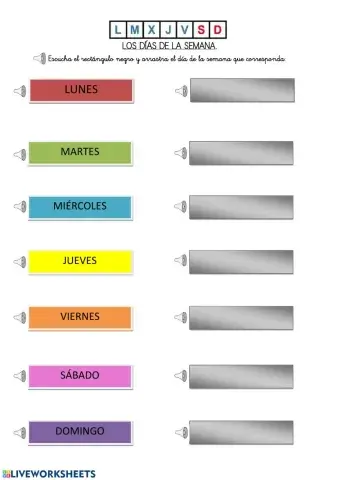 Los días de la semana. Conciencia fonológica