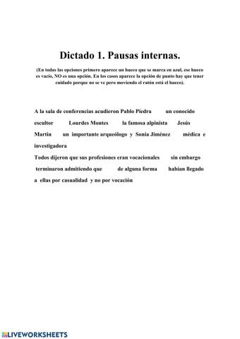 Dictado pausas internas