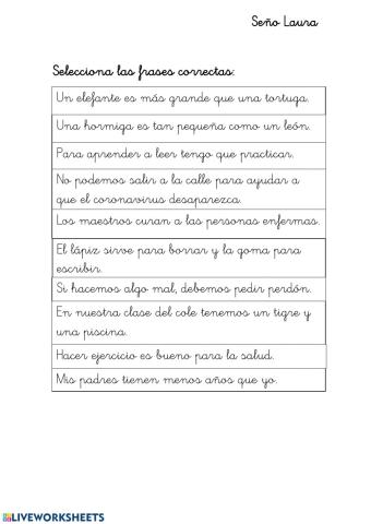 Comprensión de frases