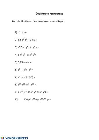 Üksliikmete korrutamine