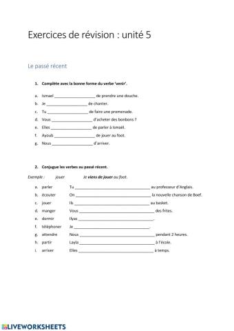Révision unité 5