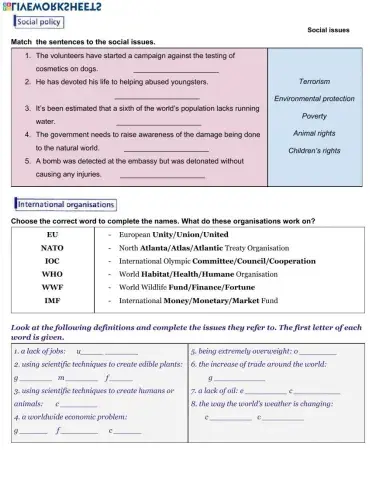 Social Issues-Vocabulary