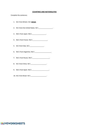 Países y nacionalidades
