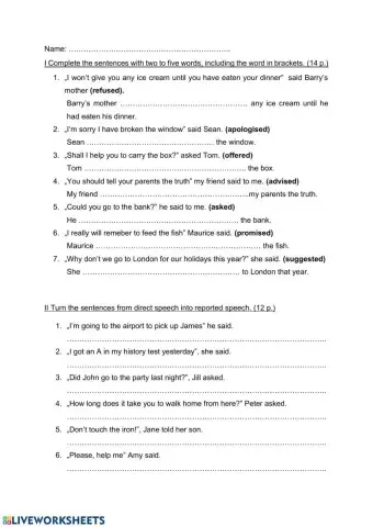 Reported speech test