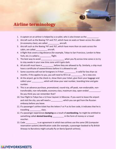 Airline terminology