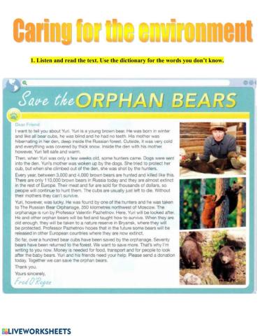 Caring for the environment