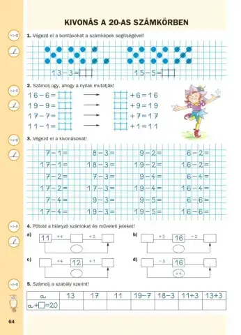 Kivonás 20-as számkörben
