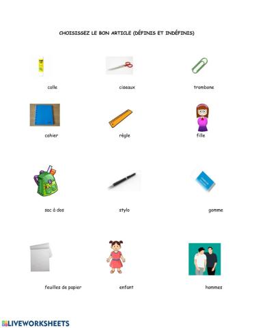 Les articles - définis et indéfinis